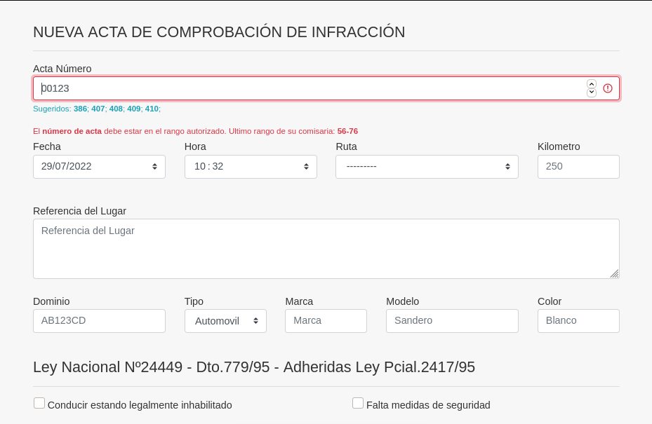 [Alta de Infraccion]