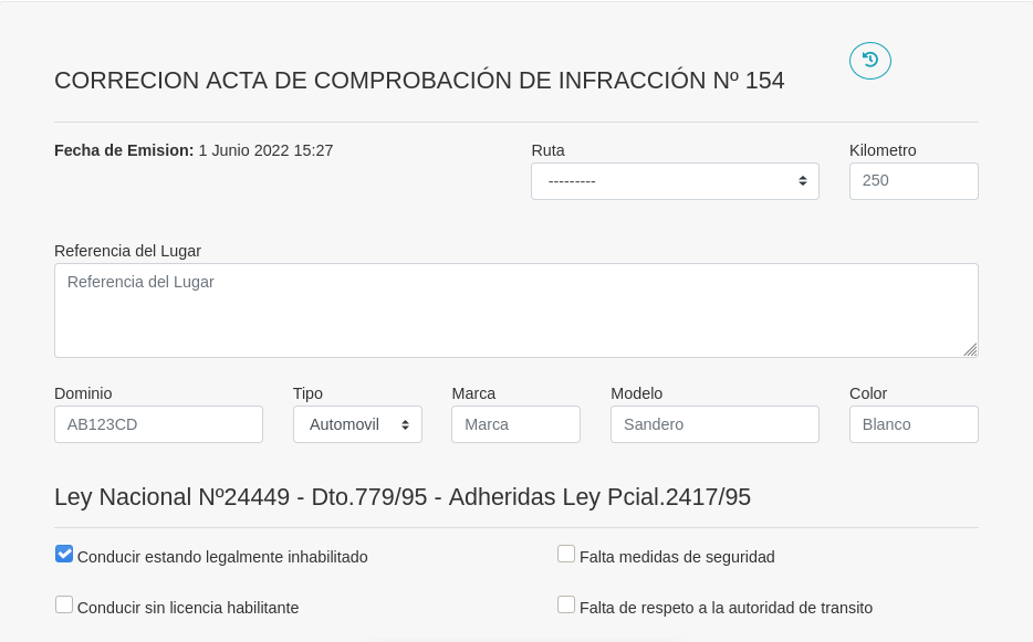 [Pantalla Acta a Corregir]
