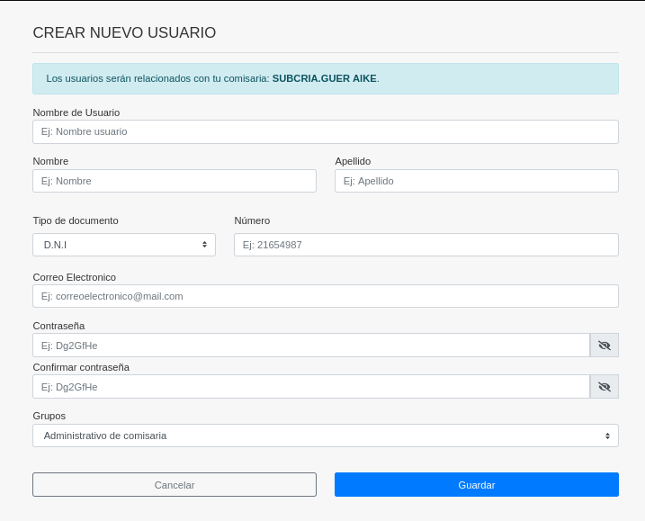 [Imagen de Administrador de Comisaria - Configuracion - Crear Usuario]